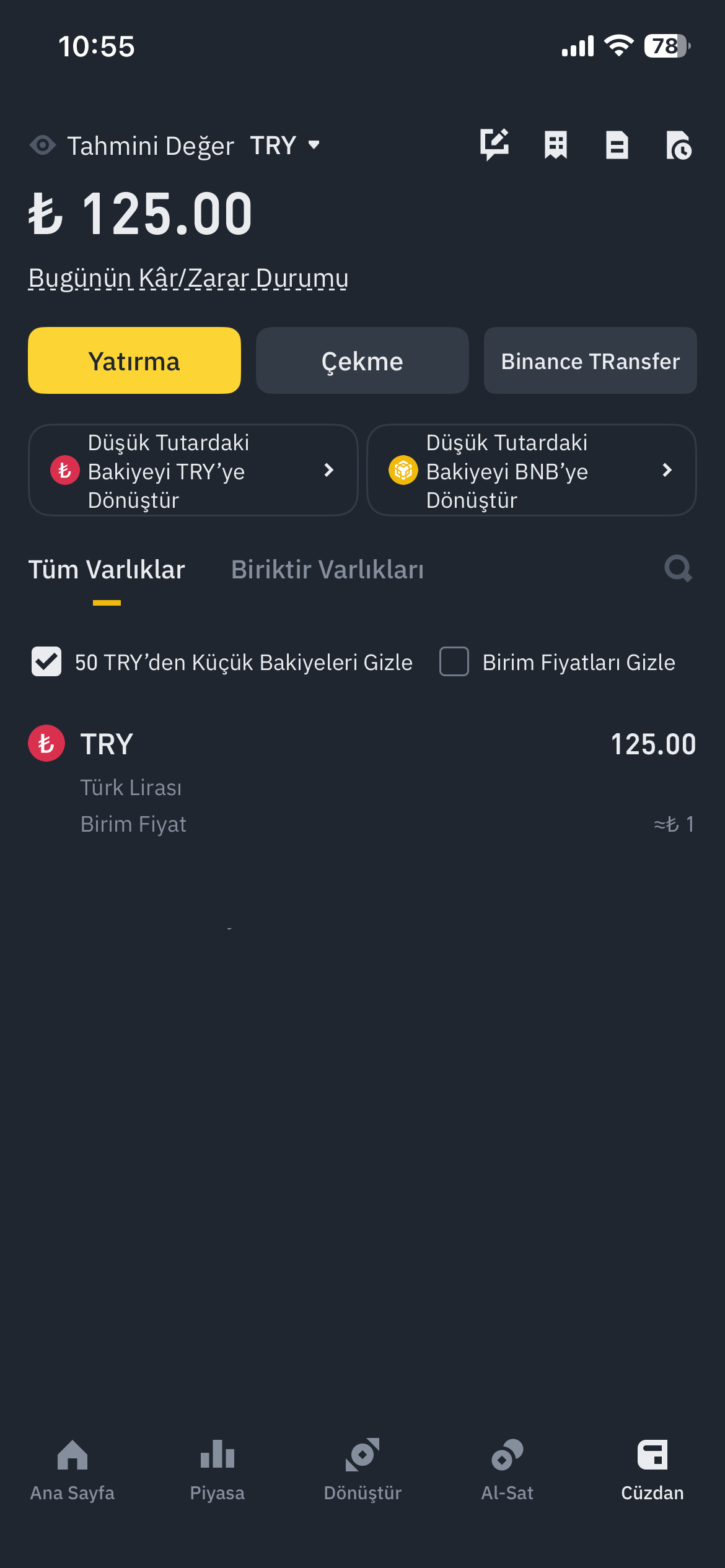 Binance TR TRY bakiye görüntüleme