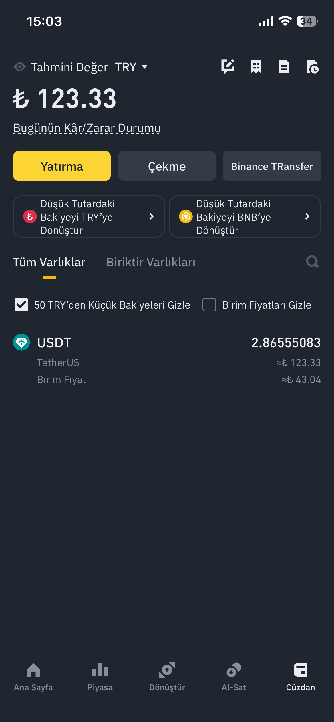 Binance TR TRY USDT dönüştürme